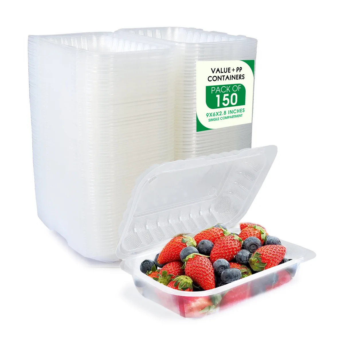 9x6x2.8 Clear Hinged Container — TOC833