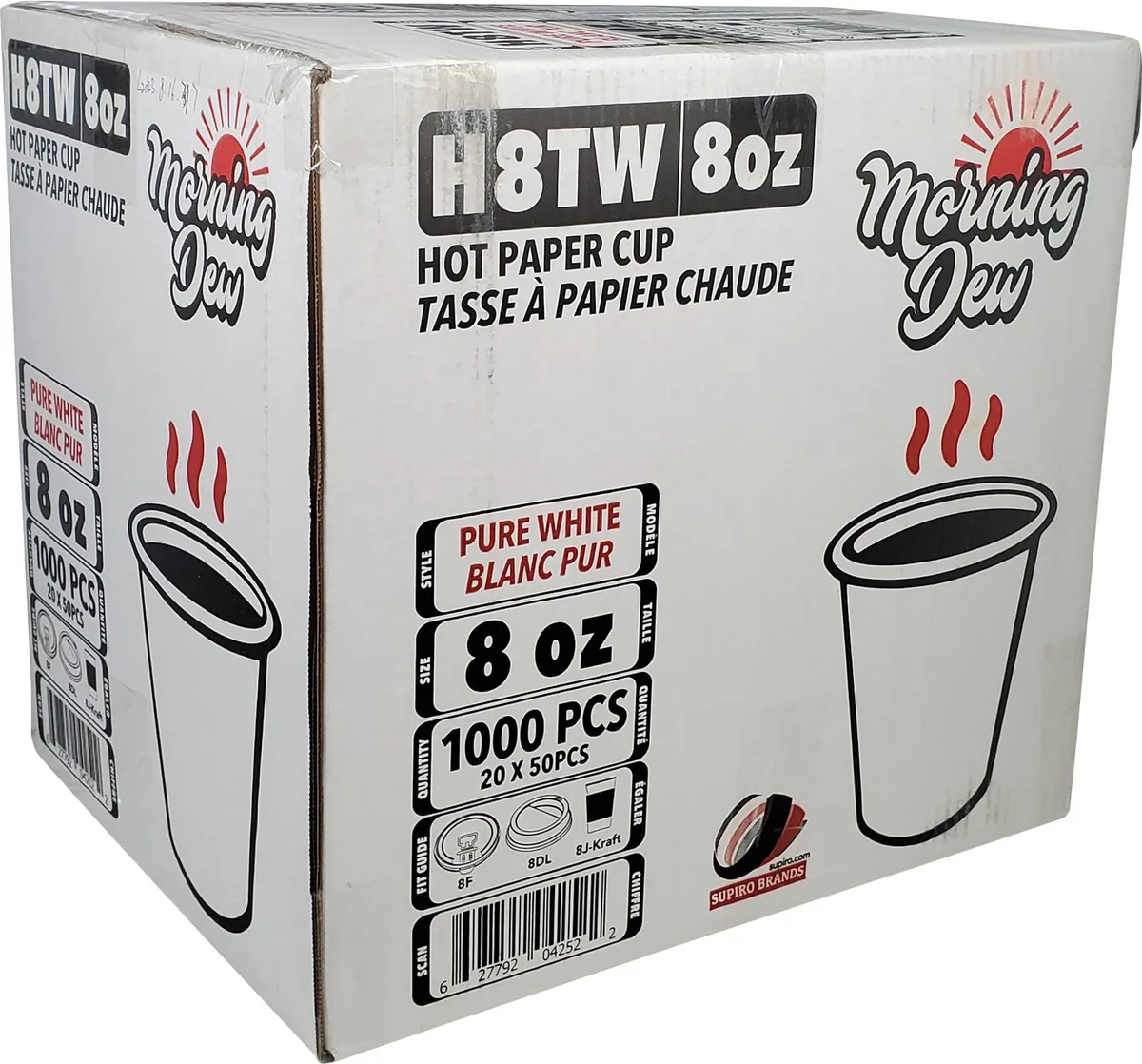 Mornew 8oz Paper Cup (1000/Cs) — H8TW-White